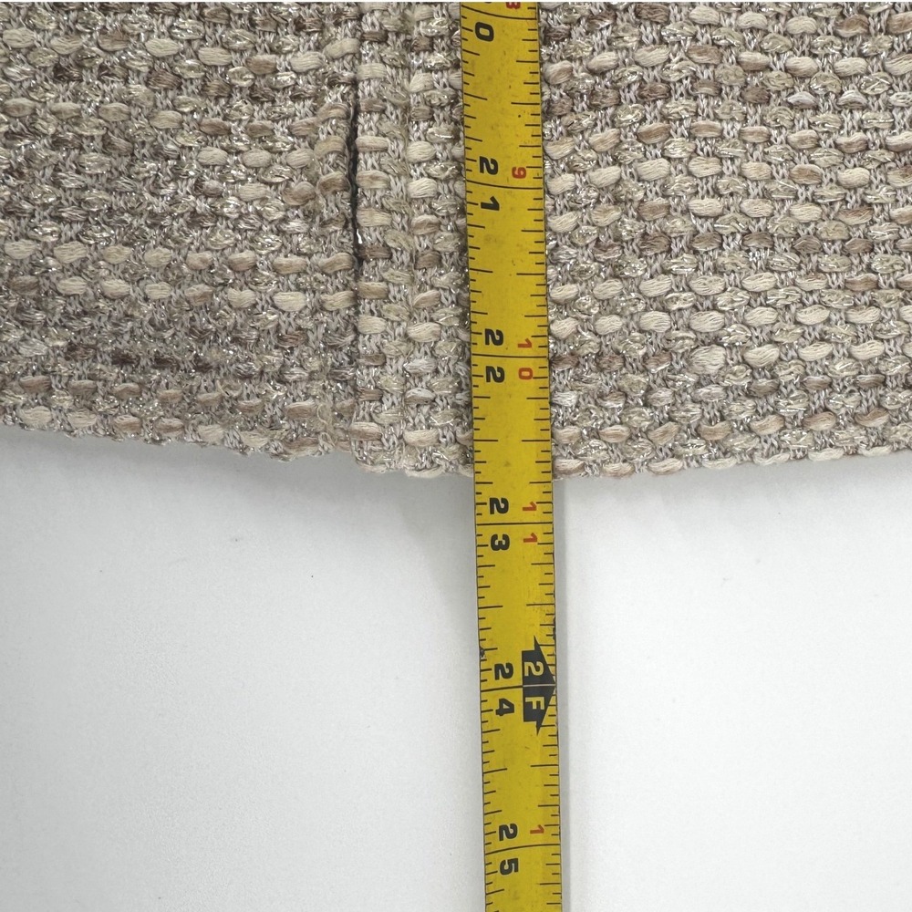 St John Champagne Peplum Metallic Tweed Zip Front Jacket Blazer Womens 8 Classic - Picture 9 of 10
